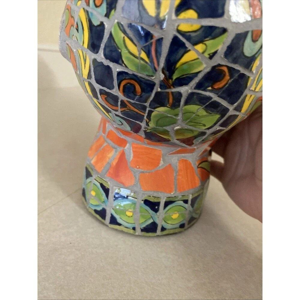 Vintage Handmade Mosaic Furniture Tile Rooster Chicken Figurine Decor